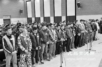 潘伟、潘剑等16名涉案人员受审现场